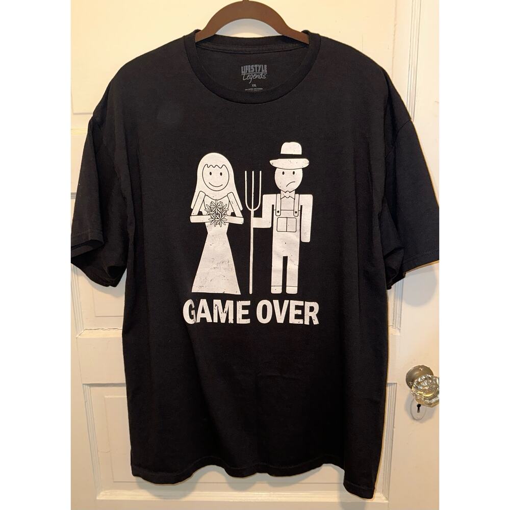 Game Over Tshirt Black‎ Size XXL Engagement Newlywed Just Married Graphic